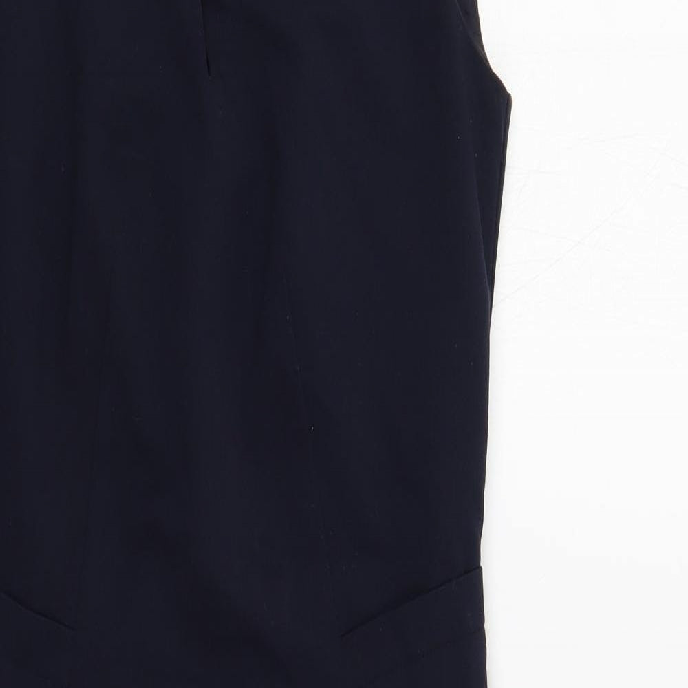 Marks and Spencer Womens Blue Polyester Pencil Dress Size 8 Boat Neck Zip