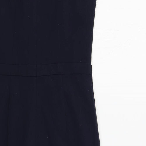 Marks and Spencer Womens Blue Polyester Pencil Dress Size 8 Boat Neck Zip