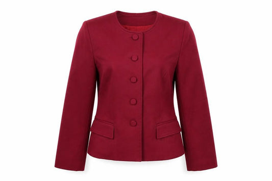 Front view of 123 Un Deux Trois women’s purple jacket blazer, size UK 12, button