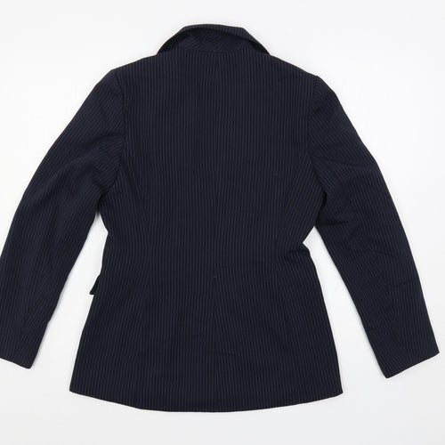 BAY Womens Blue Striped Jacket Blazer Size 10 Button