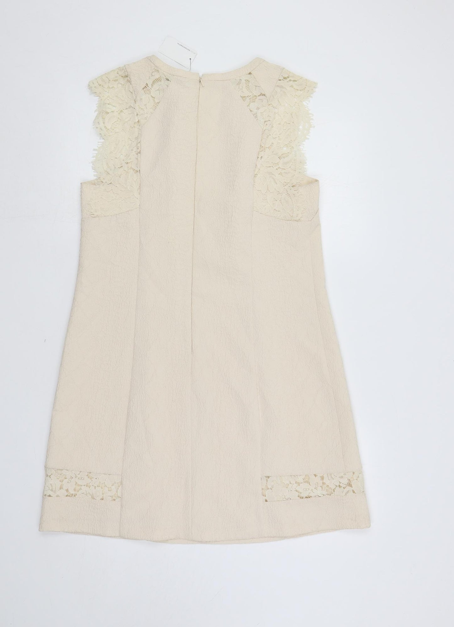 Horseware Womens Ivory Polyester Shift Size 14 Round Neck Zip - Lace Detail