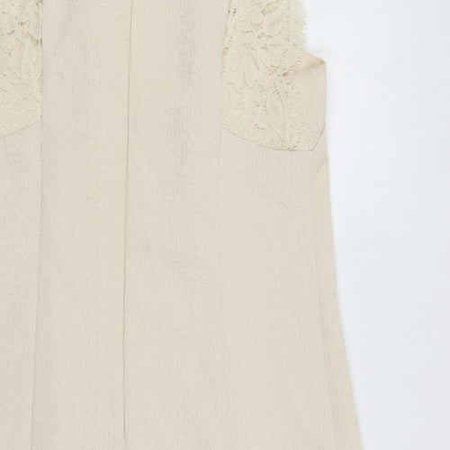 Horseware Womens Ivory Polyester Shift Size 14 Round Neck Zip - Lace Detail