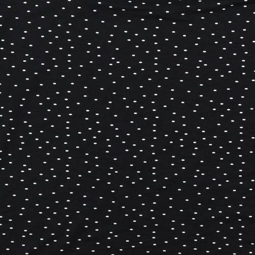 New Look Womens Black Polka Dot Polyester Basic T-Shirt Size L Boat Neck - Oversized