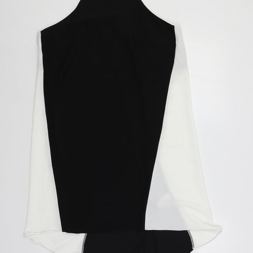 River Island Womens Black Colourblock Polyester Slip Dress Size 16 Square Neck Pullover