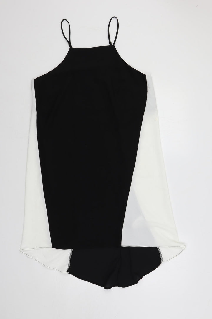 River Island Womens Black Colourblock Polyester Slip Dress Size 16 Square Neck Pullover