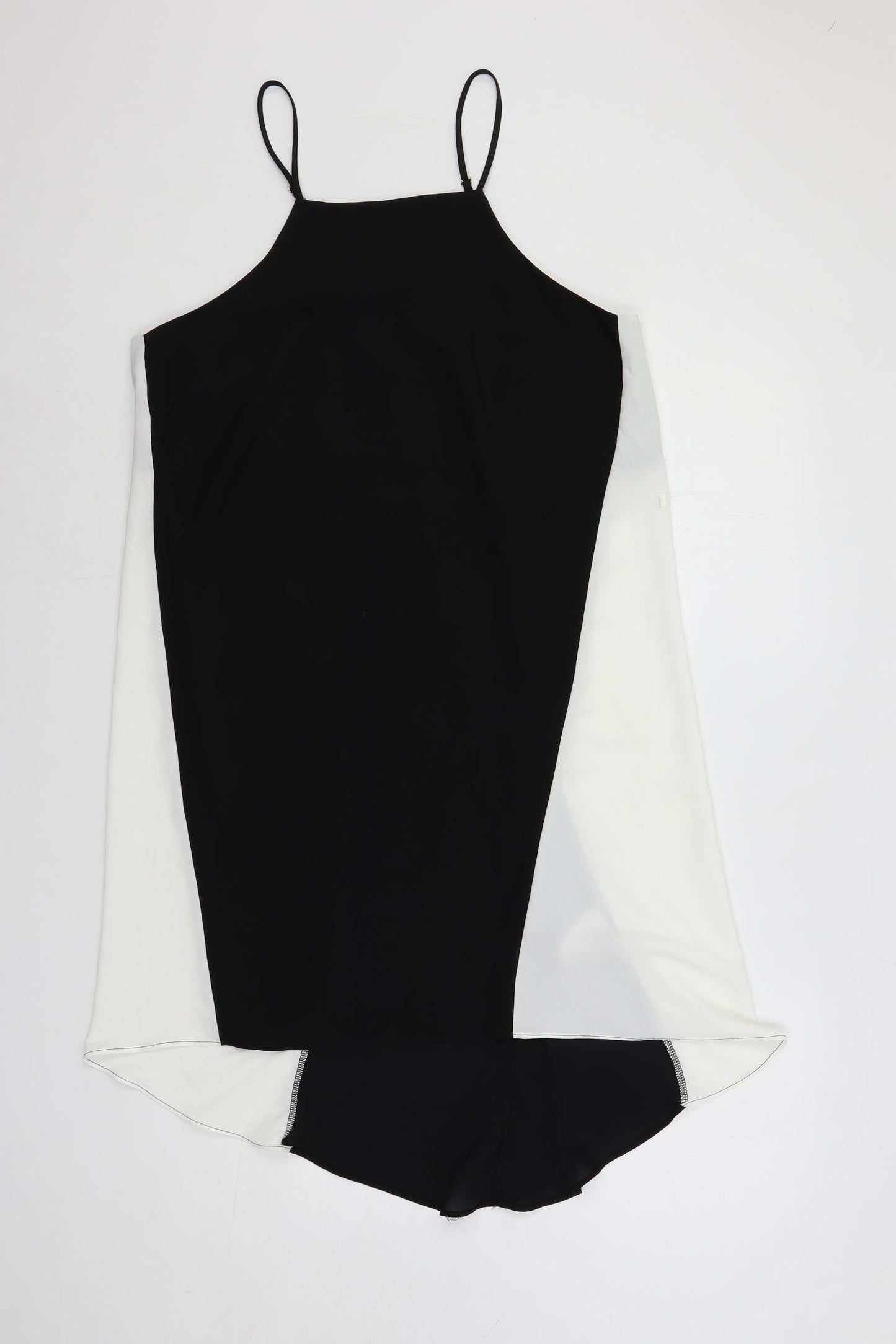 River Island Womens Black Colourblock Polyester Slip Dress Size 16 Square Neck Pullover
