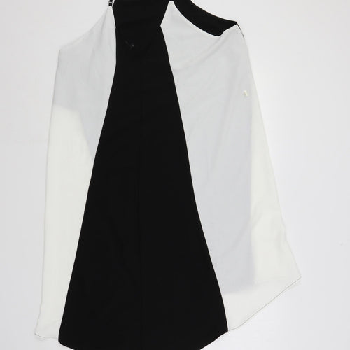 River Island Womens Black Colourblock Polyester Slip Dress Size 16 Square Neck Pullover