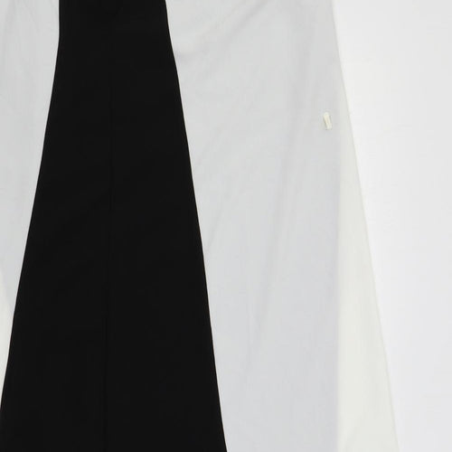 River Island Womens Black Colourblock Polyester Slip Dress Size 16 Square Neck Pullover
