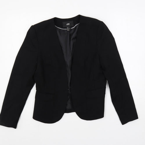 H&M Womens Black Jacket Blazer Size 10 Hook & Eye