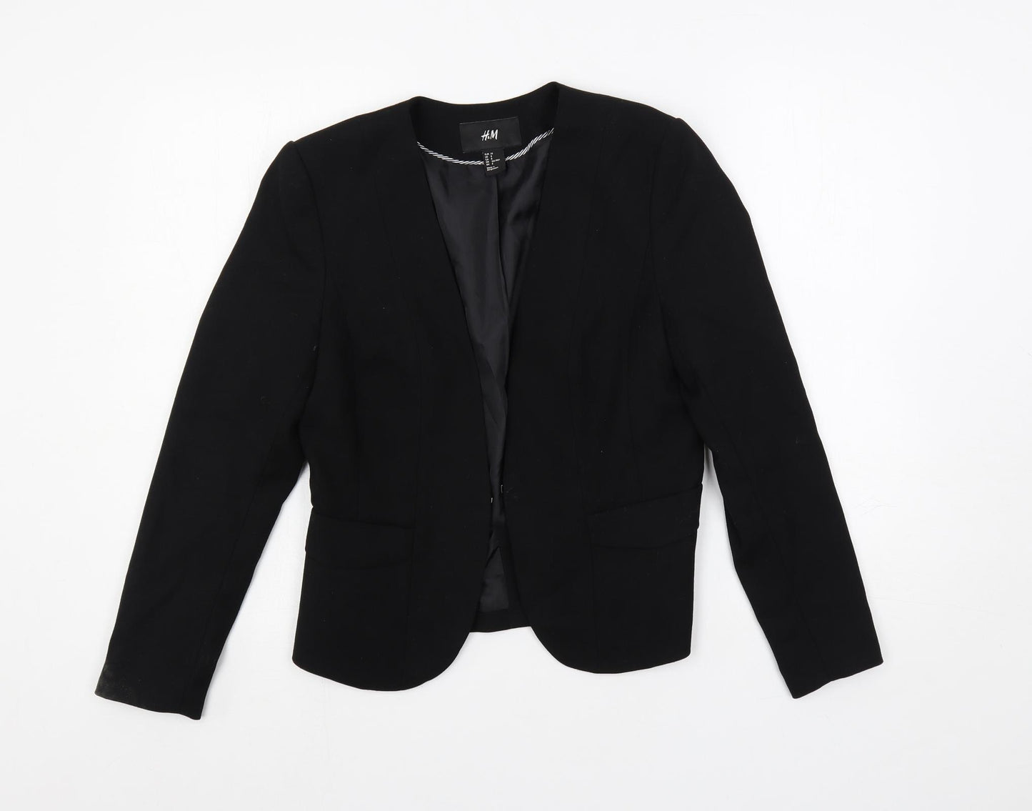 H&M Womens Black Jacket Blazer Size 10 Hook & Eye