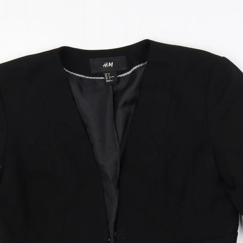 H&M Womens Black Jacket Blazer Size 10 Hook & Eye