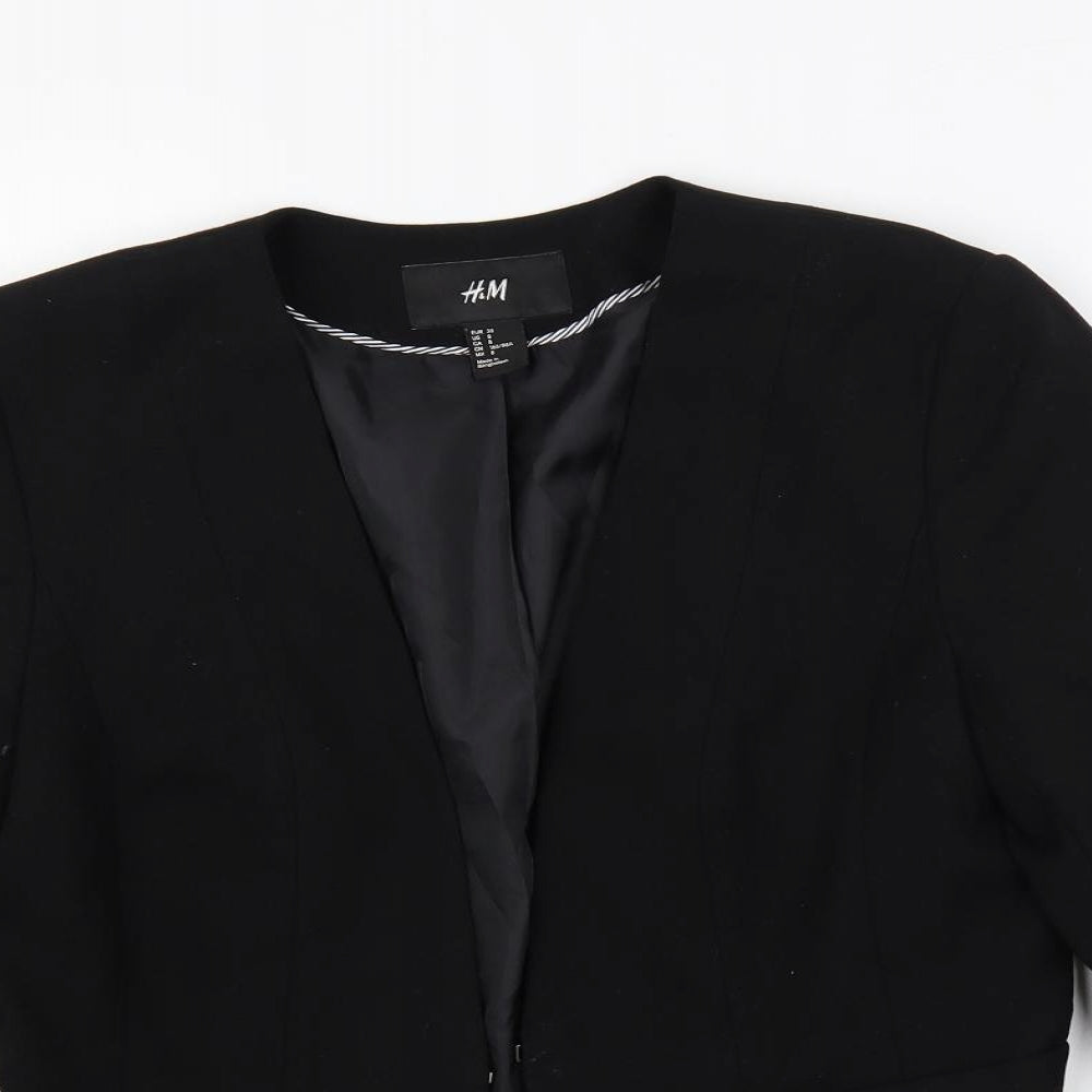 H&M Womens Black Jacket Blazer Size 10 Hook & Eye