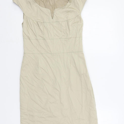 Kookai Womens Beige Cotton Mini Size 8 V-Neck Zip