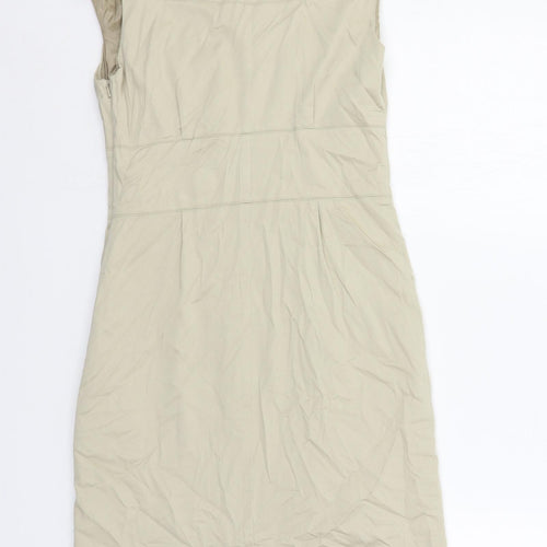 Kookai Womens Beige Cotton Mini Size 8 V-Neck Zip