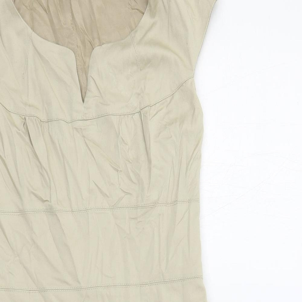 Kookai Womens Beige Cotton Mini Size 8 V-Neck Zip