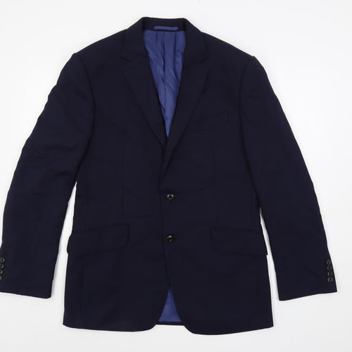 Marks and Spencer Mens Blue Wool Jacket Suit Jacket Size 38 Regular