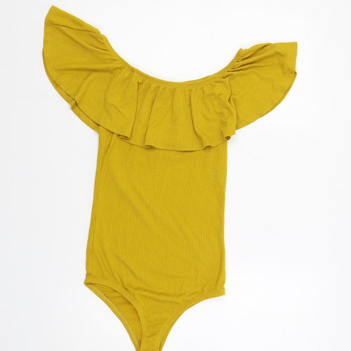 Very Womens Yellow Polyester Bodysuit One-Piece Size 8 Snap - Ribbed