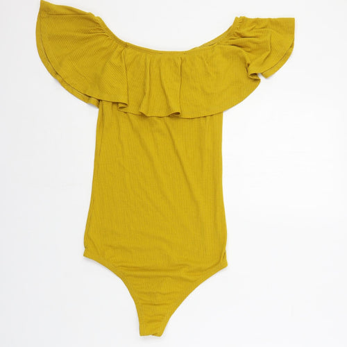 Very Womens Yellow Polyester Bodysuit One-Piece Size 8 Snap - Ribbed
