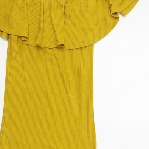 Very Womens Yellow Polyester Bodysuit One-Piece Size 8 Snap - Ribbed