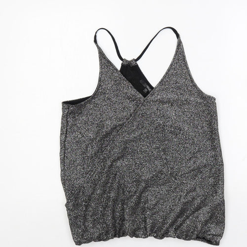 NEXT Womens Silver Viscose Camisole Tank Size 12 V-Neck - Glitter