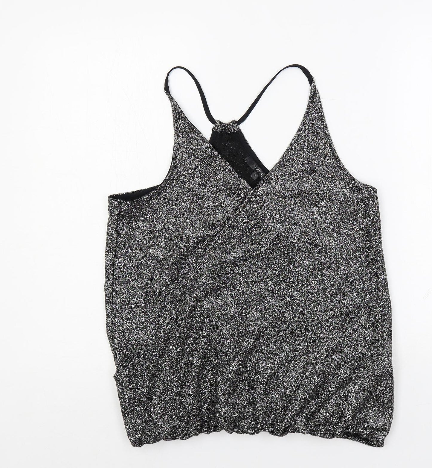 NEXT Womens Silver Viscose Camisole Tank Size 12 V-Neck - Glitter