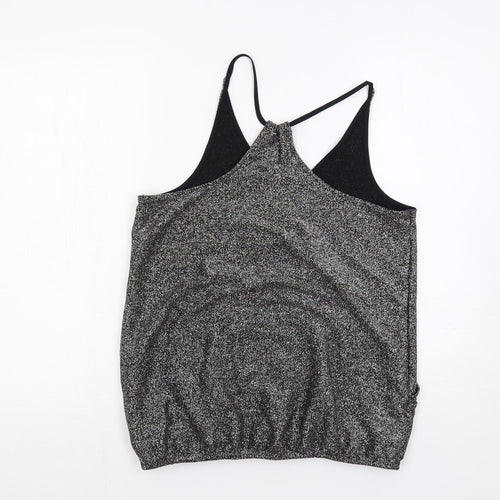 NEXT Womens Silver Viscose Camisole Tank Size 12 V-Neck - Glitter