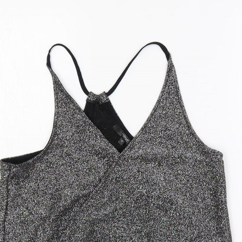 NEXT Womens Silver Viscose Camisole Tank Size 12 V-Neck - Glitter
