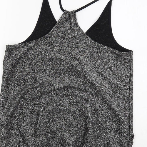 NEXT Womens Silver Viscose Camisole Tank Size 12 V-Neck - Glitter