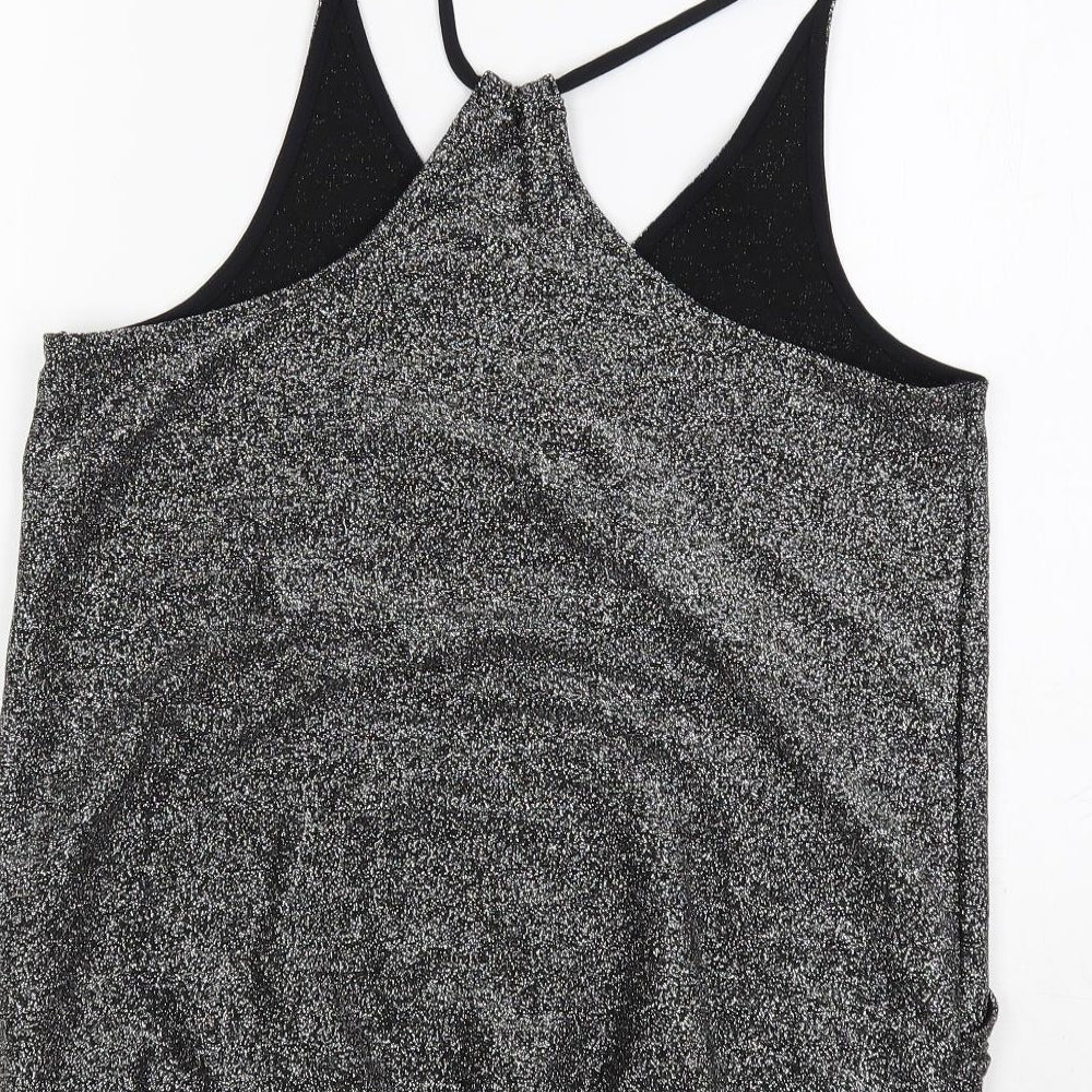 NEXT Womens Silver Viscose Camisole Tank Size 12 V-Neck - Glitter