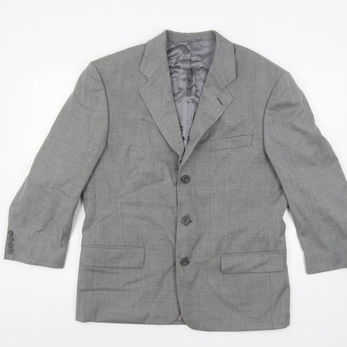 Hugo James Mens Grey Geometric Wool Jacket Suit Jacket Size 40 Regular
