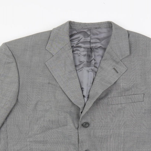 Hugo James Mens Grey Geometric Wool Jacket Suit Jacket Size 40 Regular