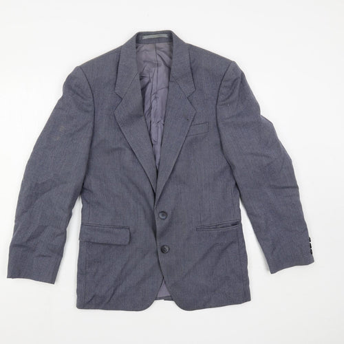 Burton Mens Blue Striped Wool Jacket Suit Jacket Size 36 Regular