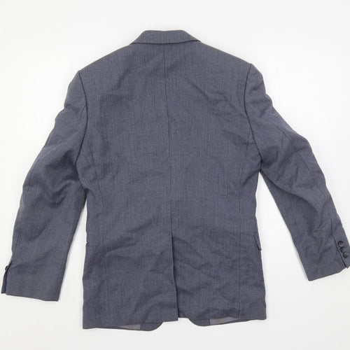 Burton Mens Blue Striped Wool Jacket Suit Jacket Size 36 Regular