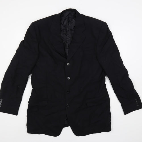 Simon Berwin Mens Black Wool Jacket Blazer Size 44 Regular