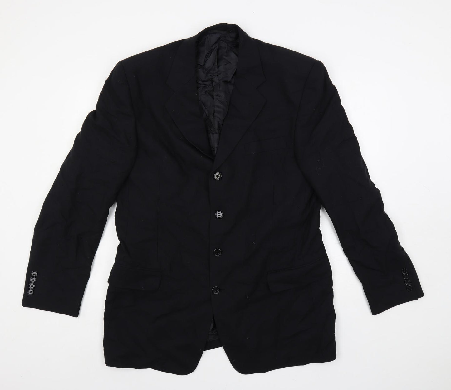 Simon Berwin Mens Black Wool Jacket Blazer Size 44 Regular
