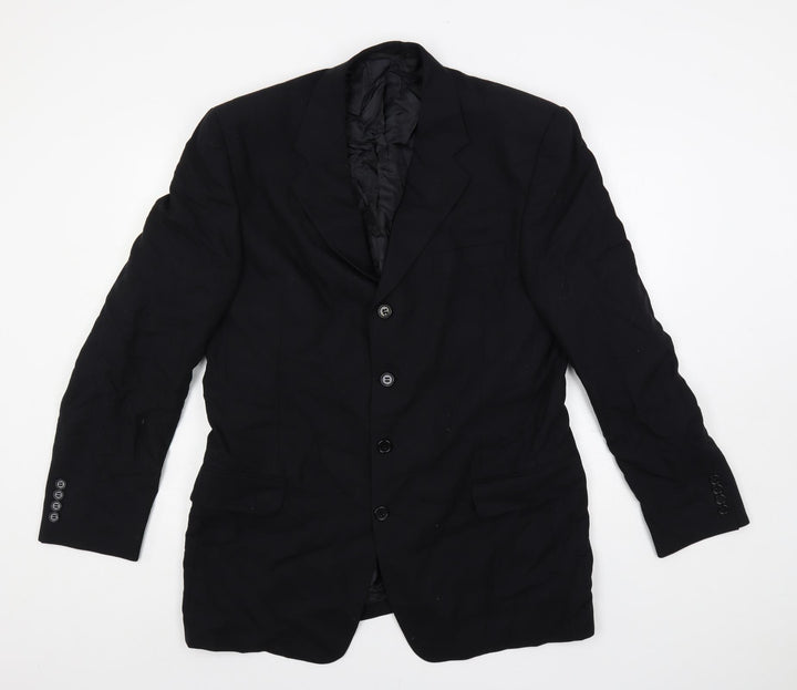 Simon Berwin Mens Black Wool Jacket Blazer Size 44 Regular