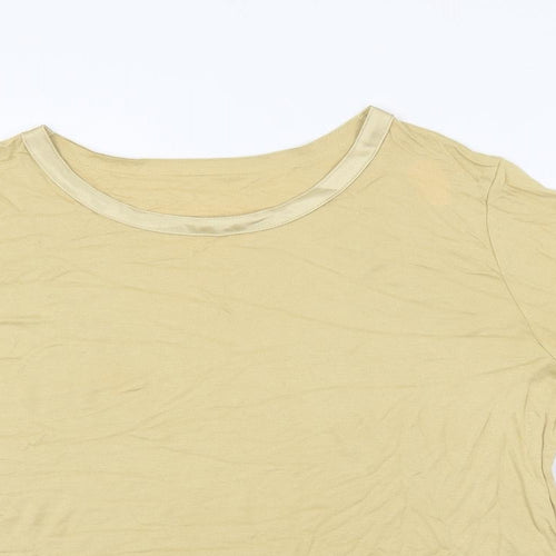 St Michael Womens Beige Viscose Basic T-Shirt Size 16 Boat Neck - Vintage