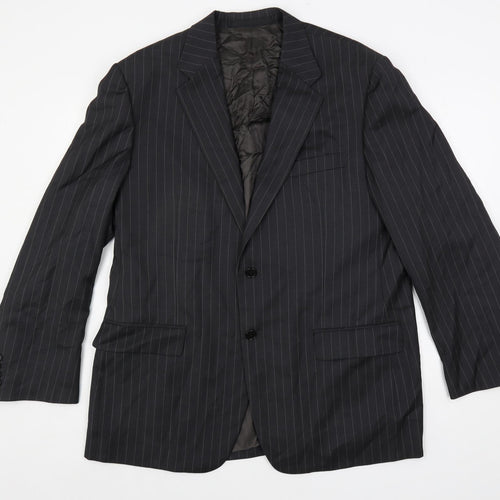 Marks and Spencer Mens Black Striped Wool Jacket Suit Jacket Size 44 Regular