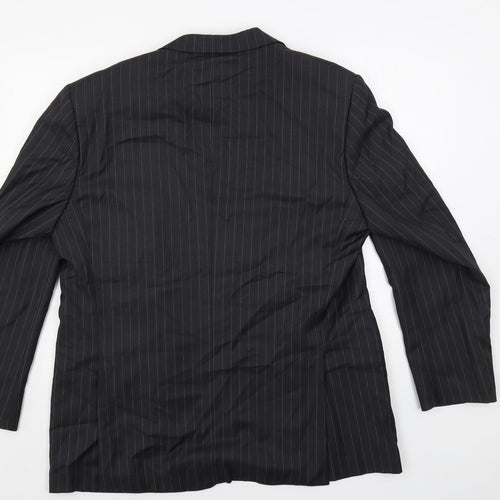 Marks and Spencer Mens Black Striped Wool Jacket Suit Jacket Size 44 Regular