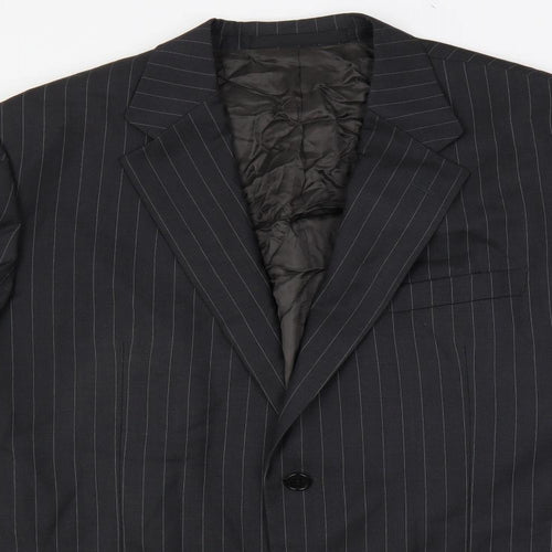 Marks and Spencer Mens Black Striped Wool Jacket Suit Jacket Size 44 Regular