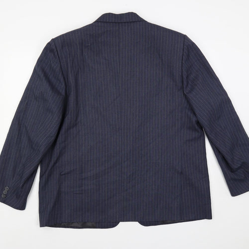 Alaj's Mens Blue Striped Polyester Jacket Suit Jacket Size 48 Regular