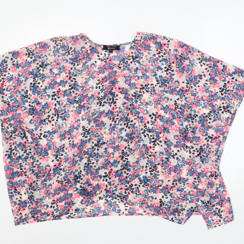New Look Womens Multicoloured Floral Polyester Kimono Blouse Size M V-Neck - Open Oversized