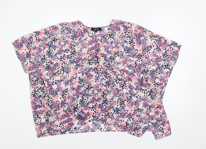 New Look Womens Multicoloured Floral Polyester Kimono Blouse Size M V-Neck - Open Oversized