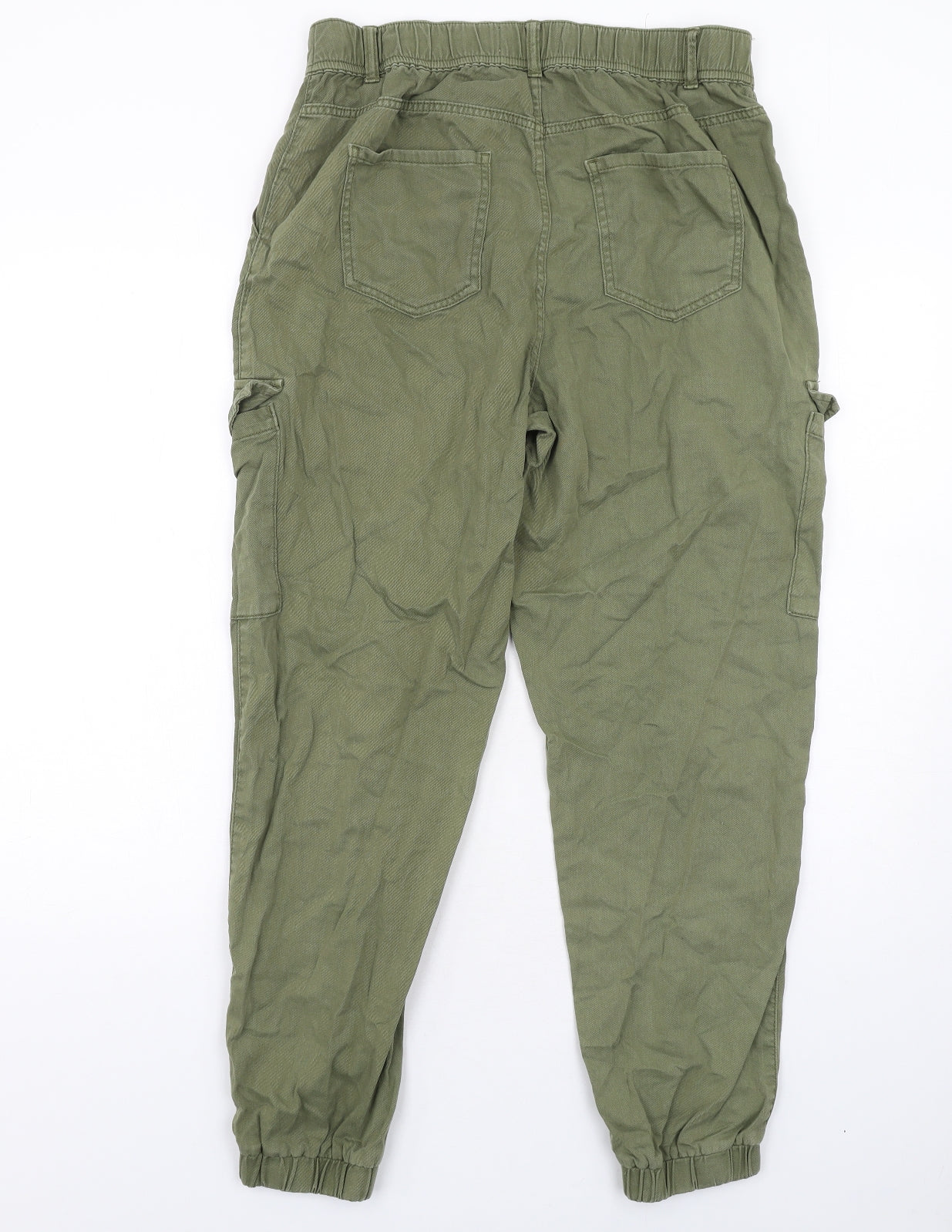 New Look Womens Green Cotton Cargo Trousers Size 12 L30 in Regular Zip