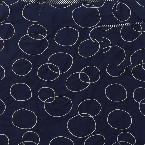 White Stuff Womens Blue Geometric Cotton A-Line Skirt Size 16 Zip