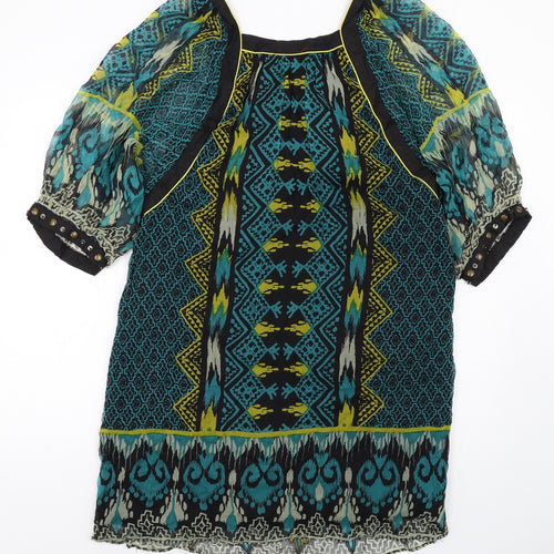 Derhy Womens Multicoloured Geometric Viscose A-Line Size M Square Neck Zip