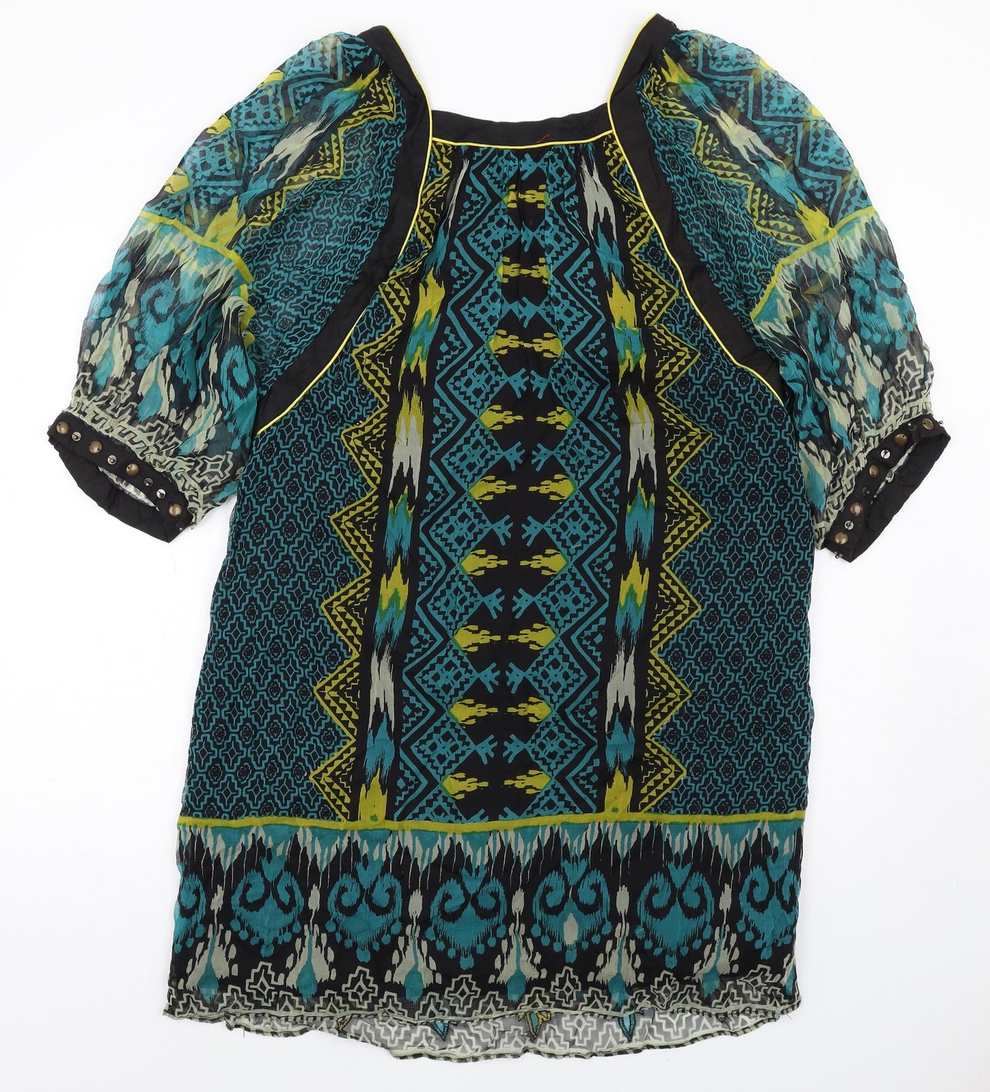 Derhy Womens Multicoloured Geometric Viscose A-Line Size M Square Neck Zip