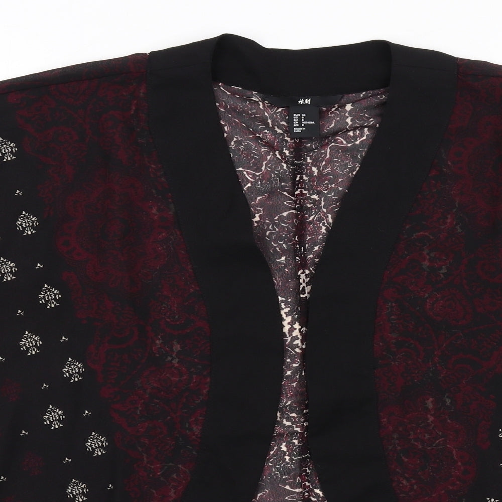 H&M Womens Multicoloured Geometric Polyester Kimono T-Shirt Size 10 V-Neck