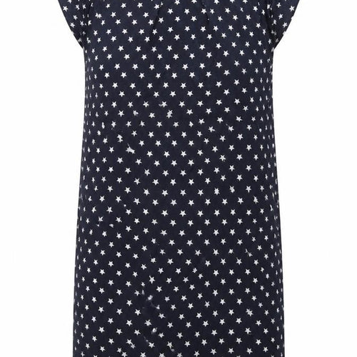 VERO MODA Womens Blue Geometric Cotton A-Line Size M Round Neck Button - Star Print