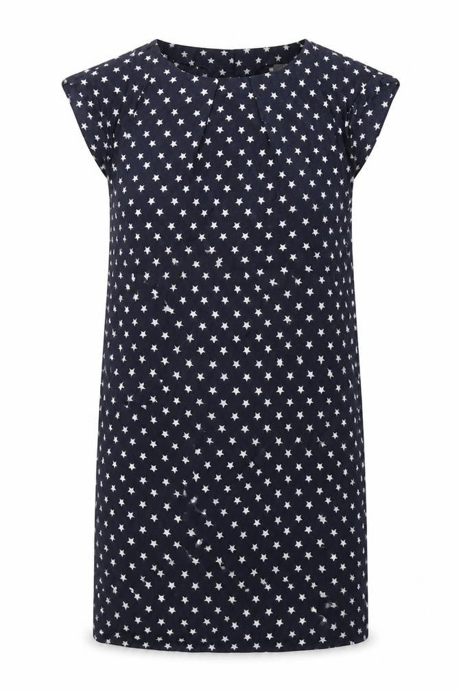 VERO MODA Womens Blue Geometric Cotton A-Line Size M Round Neck Button - Star Print